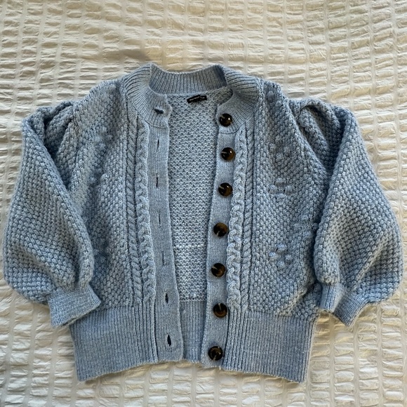 Who What Wear Corydalis Heather Cardigan Sweater Sz Large Blue - Picture 2 of 9